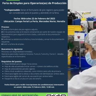 Feria de Empleo para Operarios(as) de Producción