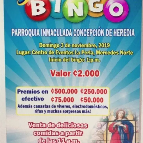 Bingo a favor de la Parroquia Inmaculada Concepción de Heredia
